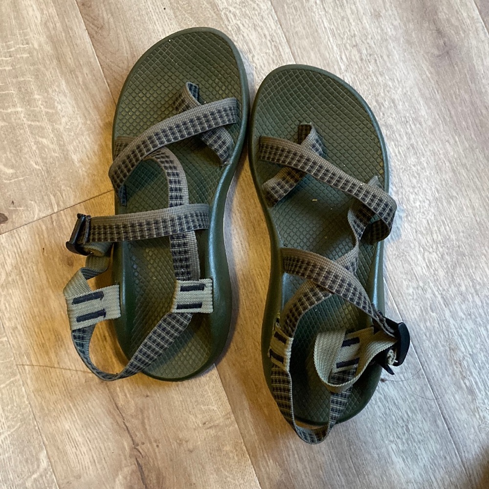 Green and black chacos